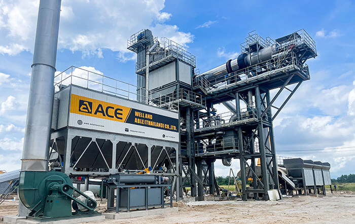 Planta de asfalto integrada ACE BAP120+RAP60 para reciclaje de asfalto en Tailandia